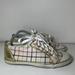 Coach Shoes | Coach Barrett Ivory Multi-Plaid With Gold Canvas And Leather Shoes | Color: Cream/Gold | Size: 10