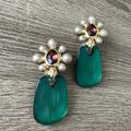 Anthropologie Jewelry | Bohemian Unique Clip-On Earrings N40 | Color: Green/Purple | Size: Os