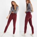 Madewell Jeans | Madewell Red Stretch Velvet 10" High Rise Corduroy Skinny Pants Size 34 Petite | Color: Red | Size: 34p