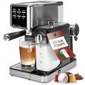 ProfiCook® Espressomaschine 2in1 für Kaffeepulver und Nespresso kompatible Kapseln - Siebträgermaschine 20bar - mit Milchsystem für Milchkaffee und Cappuccino - Siebträger für Espresso - PC ES 1266