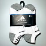 Adidas Underwear & Socks | Adidas Men’s No Show Cushioned Socks 6 Pack Size 6-12 White Gray Black | Color: Gray/White | Size: 6-12