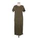 Madewell Casual Dress - Midi Crew Neck Short sleeves: Green Print Dresses - Women's Size Medium