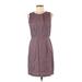 Ann Taylor LOFT Casual Dress High Neck Sleeveless: Burgundy Print Dresses - Women's Size 8