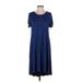 Lularoe Casual Dress - High/Low Crew Neck Short sleeves: Blue Print Dresses - Women's Size Small