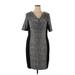 Donna Ricco Casual Dress - Sheath V Neck Short sleeves: Silver Color Block Dresses - Women's Size 16