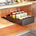 Pull Out Cabinet Organizer, Peel and Stick Slide Out Drawers, Pull Out Shelf, Slide Out Drawer for Cupboard, Slide Out Drawer for Cupboard, Suitable for Wardrobe, Kitchen, Bathroom, Black, 40*43*9CM