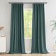 Novecozy 100% Blackout Curtains 108 Inches Length Long,Linen Thermal Insulated Curtains Drapes for Bedroom/Living Room,Rod Pocket/Back Tab/Hook Belt/Ring Clips (2 Panels,W50 x L108,Hunter Green)