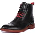 JUSTINREESS Cameron Men's Lace Up Leather Brogue Chelsea Boot (Black Red, Size 9)