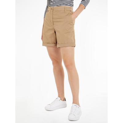 Chinoshorts TOMMY HILFIGER "CO BLEND GMD CHINO SHORT", Damen, Gr. 34, N-Gr, beige, Web, Obermaterial: 65% Baumwolle, 33% Lyocell, 2% Elasthan, unifarben, casual, regular fit kurz, Hosen, mit Umschlagsaum Image