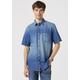 Kurzarmhemd WRANGLER "KA 1 PKT SHIRT" Gr. XXL, N-Gr, blau (mid stone) Herren Hemden Kurzarm