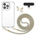 Birwiny Clear Phone Case for iPhone 14 Pro Full Protective Shockproof with Universal Detachable Crossbody Lanyard Strap (Apricot, for iPhone 14 Pro)