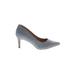 Alfani Heels: Slip On Stiletto Cocktail Party Blue Chevron/Herringbone Shoes - Women's Size 8 - Pointed Toe