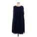 SLNY Casual Dress - Shift: Blue Solid Dresses - New - Women's Size 14