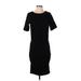 Michael Stars Casual Dress - Sheath Crew Neck Short sleeves: Black Solid Dresses - Women's Size Small