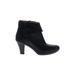 Sofft Ankle Boots: Slouch Chunky Heel Minimalist Black Solid Shoes - Women's Size 9 1/2 - Round Toe