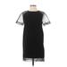 H&M Casual Dress - Mini Crew Neck Short sleeves: Black Print Dresses - Women's Size 2