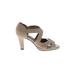 Life Stride Heels: Tan Solid Shoes - Women's Size 7 1/2 - Open Toe