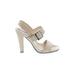 Prada Linea Rossa Heels: Ivory Print Shoes - Women's Size 37.5 - Open Toe