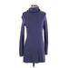 Adrienne Vittadini Casual Dress - Sweater Dress High Neck Long sleeves: Purple Dresses - Women's Size Small