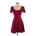 Forever 21 Casual Dress - Mini: Burgundy Solid Dresses - Women's Size Small