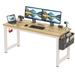 63" Computer Desk, Large Home Office Desk Modern Wood Writing Study Table Gaming Desk with Storage Bag and Headphone Hook