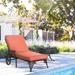 Folding Recliner Chair with Side Table Set of 2 Aluminum Adjustable Chaise Lounge Chair Poolside Sun Lounger with Wheels