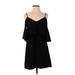 Trafaluc by Zara Casual Dress - Mini V Neck 3/4 sleeves: Black Solid Dresses - Women's Size Small