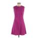 Theory Casual Dress - A-Line High Neck Sleeveless: Purple Solid Dresses - Women's Size 2