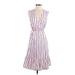 Draper James Casual Dress - A-Line V-Neck Sleeveless: White Stripes Dresses - New - Women's Size 2
