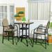 Outsunny 3 Piece Patio Bar Set, Outdoor High Top Table and Chairs Set with Umbrella Hole, Aluminum Frame Bistro Set for Lawn