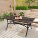 66" Patio Steel Rectangular Dining Table with 1.9'' Umbrella Hole