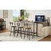 Long Bar Table Set with 3 PU Upholstered Bar Stools, Industrial Bar Table and Chairs