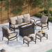 Patio Furniture Set 4-Piece Outdoor Conversation Set with Gas Fire Pit Table