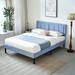 VECELO Tufted Upholstered Bed with Adjustable Headboard ,Dark Grey,Beige,Blue Bed