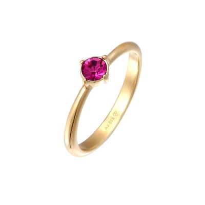 Elli Solitär Kristall Rot-Rosa Klassik 925 Silber 52 Damen Image