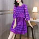 Robe mi-longue brodée florale violette pour femmes robe évidée robe sexy tambour élégant