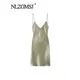 Nlzgmsj-Robes courtes en feuille de métal pour femmes mini robe dorée pour femmes robes de soirée