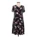 Old Navy Casual Dress - A-Line Crew Neck Short sleeves: Black Floral Dresses - Women's Size Medium