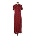 Eddie Bauer Casual Dress - Shirtdress Collared Short sleeves: Burgundy Dresses - Women's Size Small