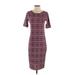 Lularoe Casual Dress - Sheath Crew Neck Short sleeves: Burgundy Dresses - New - Women's Size X-Small