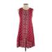 Style&Co Casual Dress - A-Line Crew Neck Sleeveless: Burgundy Dresses - Women's Size Small Plus