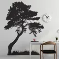 Autocollant mural arbre avec herbe moderne Sticker mural en vinyle décoration de maison salon