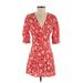 RIXO for Target Casual Dress - Mini V Neck 3/4 sleeves: Red Print Dresses - Women's Size 4