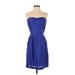 Rebecca Taylor Casual Dress - A-Line Sweetheart Sleeveless: Blue Print Dresses - Women's Size 4