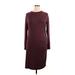 Banana Republic Casual Dress - Sweater Dress: Burgundy Marled Dresses - Women's Size X-Large