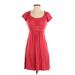 Ann Taylor LOFT Casual Dress - DropWaist: Red Solid Dresses - Women's Size 0 Petite