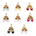5pcs New Clothes Charms Multicolor Ballet Shoes Enamel Rhinestone Pendants DIY Necklace Bracelets