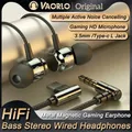 Cuffie da gioco magnetiche cablate Jack a L Cuffie da musica stereo per bassi HIIF Auricolare da 3,5 mm AUX/tipo C per telefoni cellulari e computer