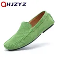 Mocassini da uomo in vera pelle verde scarpe Casual Luxury Brand Slip on Designer mocassini uomo
