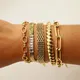 Luxury Gold Color Stainless Steel Link Chain Bracelets for Women Trendy Punk Crystal Snake Chain